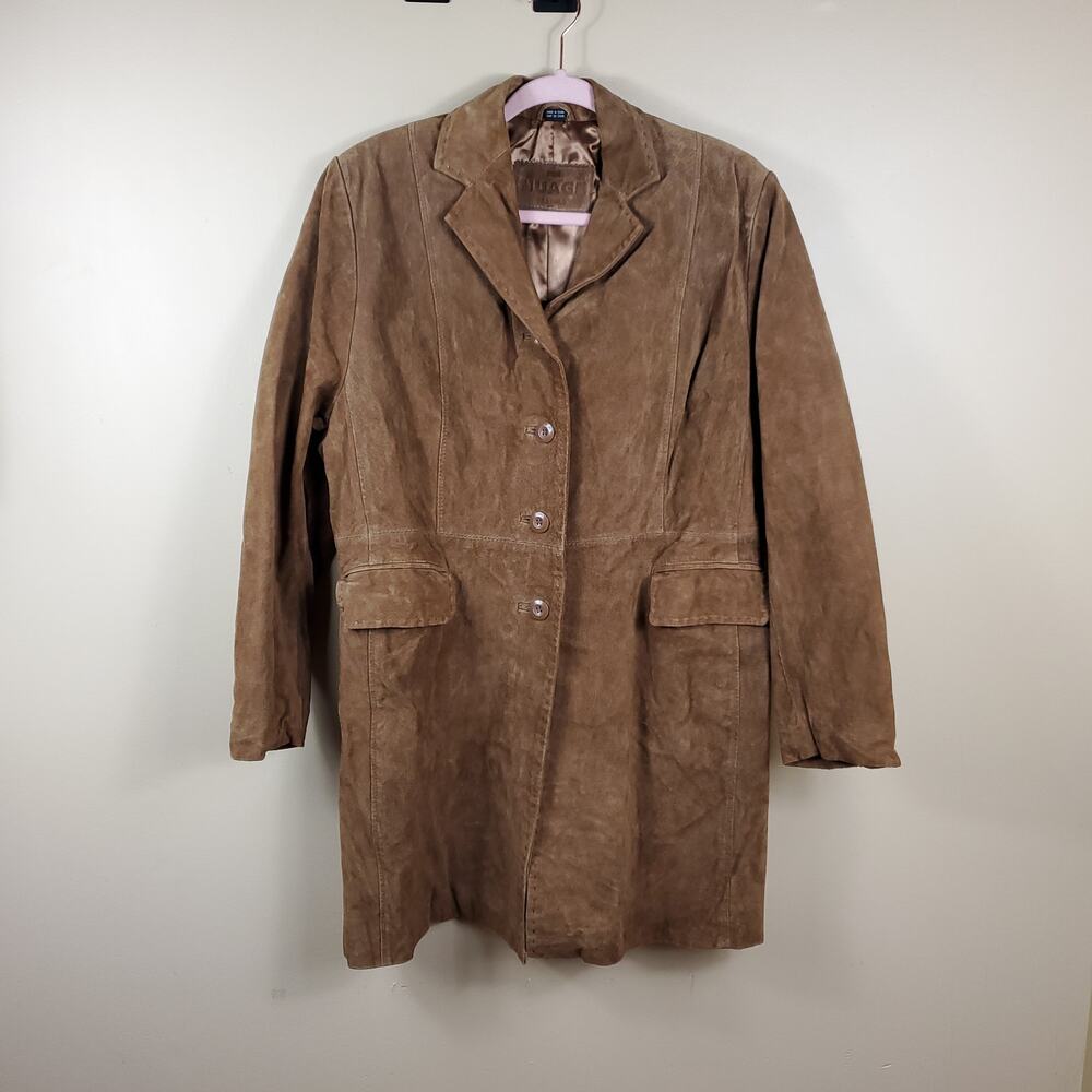 Cuia Nuage Suede Leather Long Length Jacket Size L